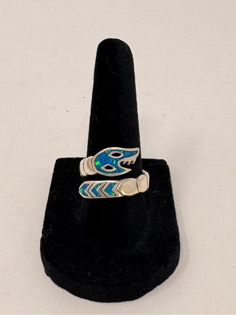 Vintage Mexican Sterling Silver Fire Opal Snake Serpent Ring